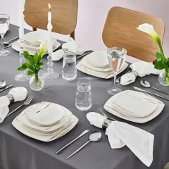 Karaca Square Bone Bera 24 Parça 6 Kişilik Yemek Takımı