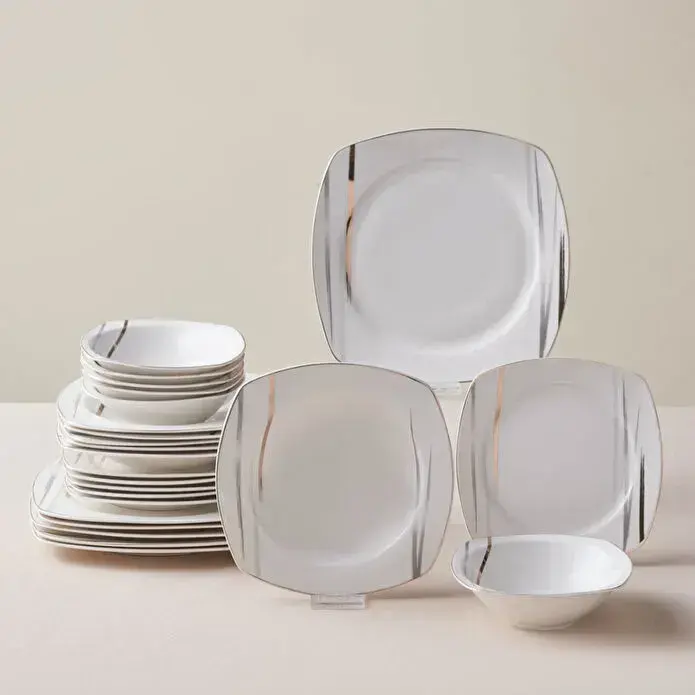 Karaca Square Bone Bera 24 Parça 6 Kişilik Yemek Takımı