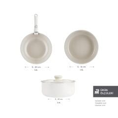 Karaca x Refika Swiss Crystal Almond Cream Easy Clip 5 Parça Tencere Seti