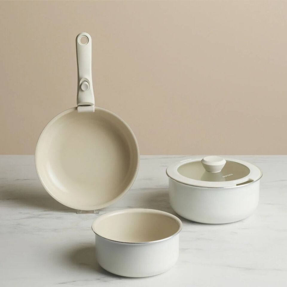 Karaca x Refika Swiss Crystal Almond Cream Easy Clip 5 Parça Tencere Seti