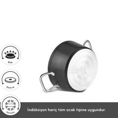 Karaca Biogranit Monet 8 Parça Tencere Seti Siyah