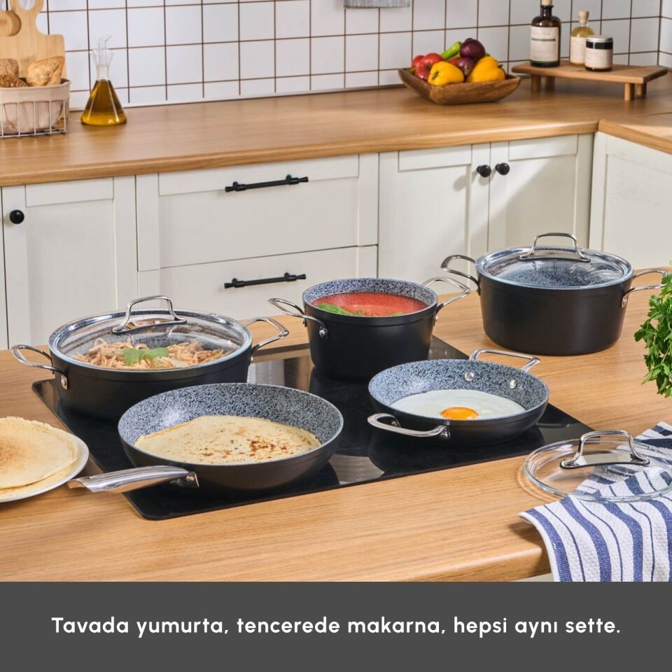 Karaca Biogranit Monet 8 Parça Tencere Seti Siyah