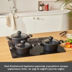Karaca Biodiamond Antibakteriyel Kulp İndüksiyon Tabanlı 6 Parça Tencere Seti