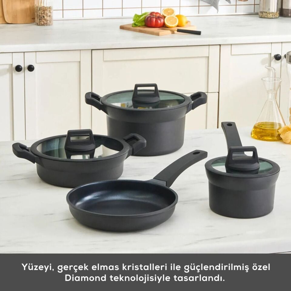 Karaca Biodiamond Riga İndüksiyon Tabanlı 7 Parça Döküm Tencere Seti