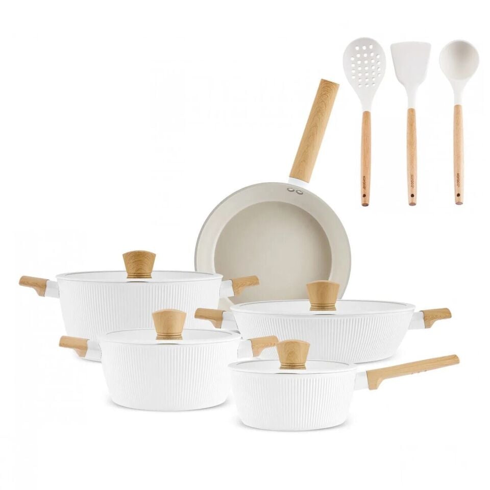 Karaca x Refika Swiss Crystal Pureline İndüksiyon Tabanlı 12 Parça Tencere Seti Almond Cream