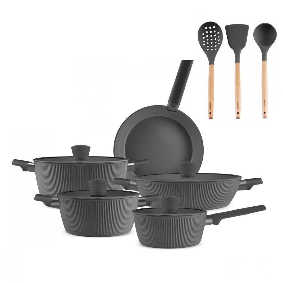 Karaca x Refika Swiss Crystal Pureline İndüksiyon Tabanlı 12 Parça Tencere Seti Gri