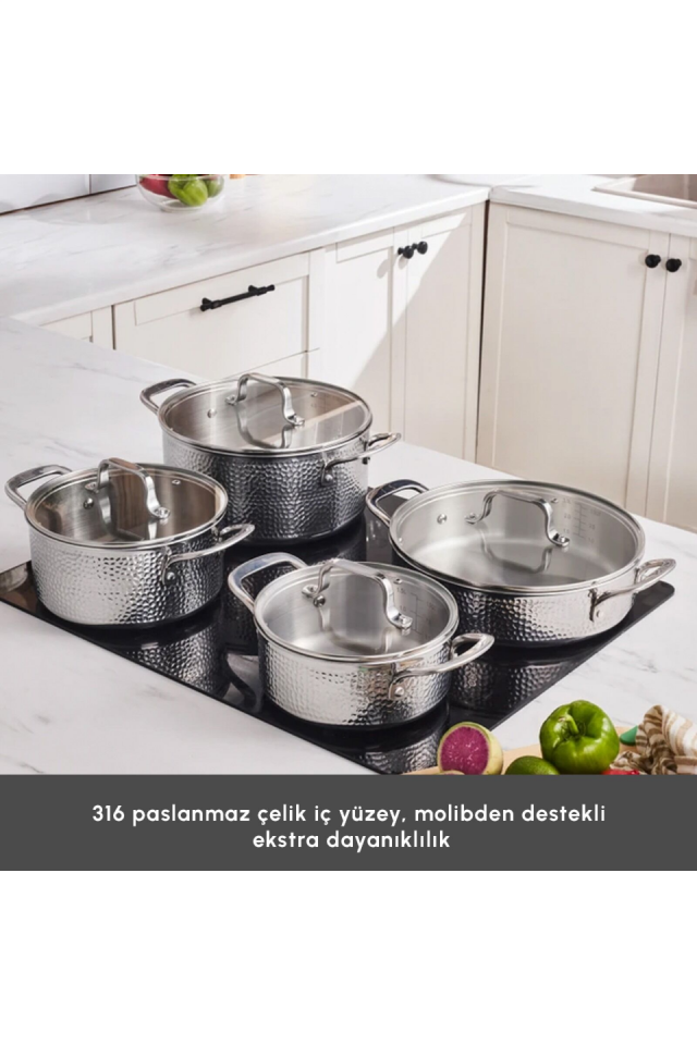 Karaca Powersteel 316+ Enzo 8 Parça Çelik Tencere Seti