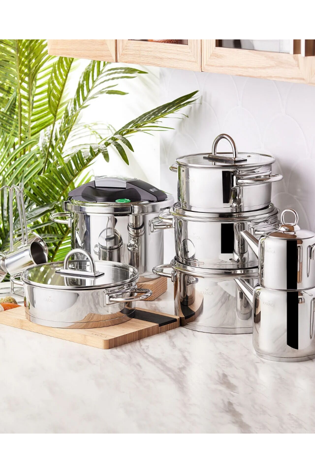 Karaca Platinium 17 Parça İndüksiyon Tabanlı Çelik Çeyiz Seti