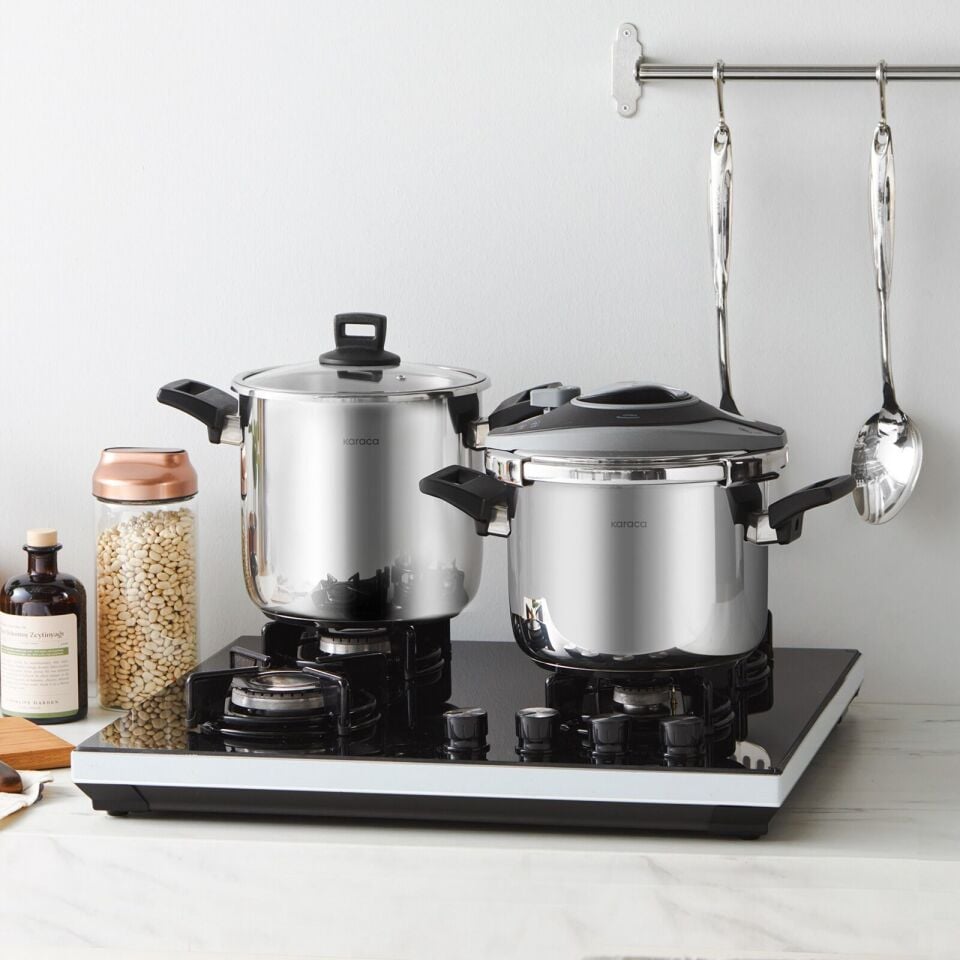 Karaca Breve İndüksiyon Tabanlı Düdüklü Tencere Seti 6+8 Lt