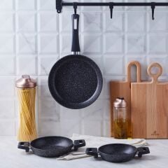 Karaca Biogranit Dide 3'lü Tava Sahan Seti Siyah