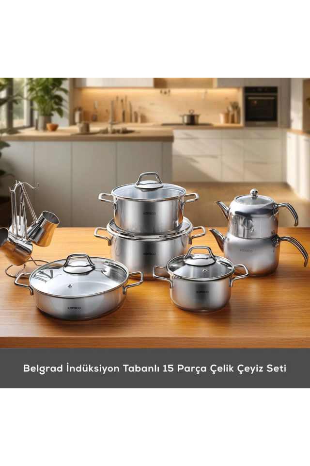 Karaca Belgrad İndüksiyon Tabanlı 15 Parça Çelik Çeyiz Seti