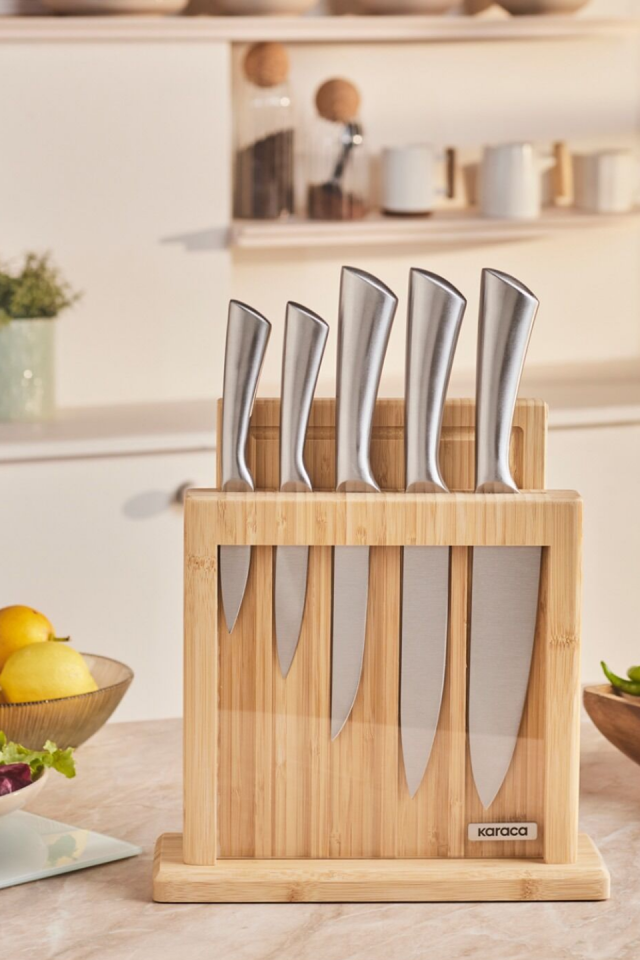 Karaca Samuray Nagoya Vigor Japon Çeliği 7 Parça Bıçak Seti Ve Kesme Tahtası