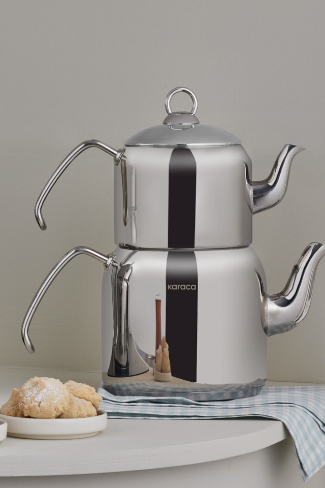 Karaca Esme İndüksiyon Tabanlı Maxi Çaydanlık Takımı Platin