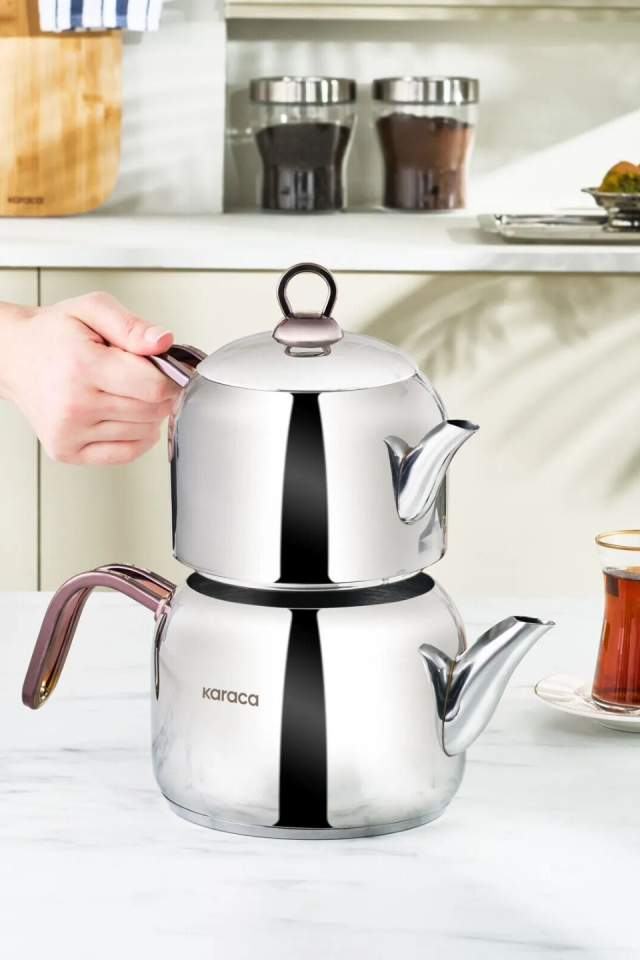 Karaca Manes İndüksiyon Tabanlı Ortaboy Çaydanlık Takımı Rose