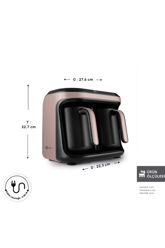 Karaca Hatır Hüp Düet Aroma İkili Türk Kahve Makinesi Rosegold