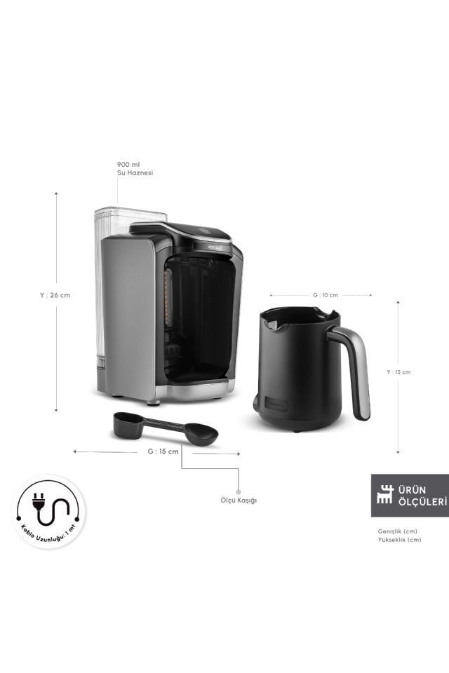Karaca Hatır Su Hazneli Otomatik Türk Kahve Makinesi Galaxy Gray