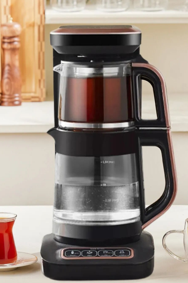 Karaca Çaysever Robotea Pro Connect 4 in 1 Konuşan Cam Çay Makinesi Rosegold