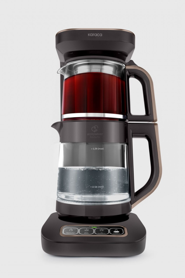 Karaca Çaysever Robotea Pro Connect 4 in 1 Konuşan Cam Çay Makinesi Walnut Brown