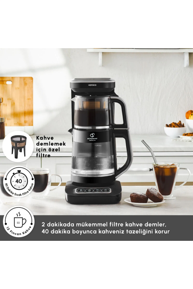 Karaca Çaysever Robotea Pro Connect 4 in 1 Konuşan Cam Çay Makinesi Silver