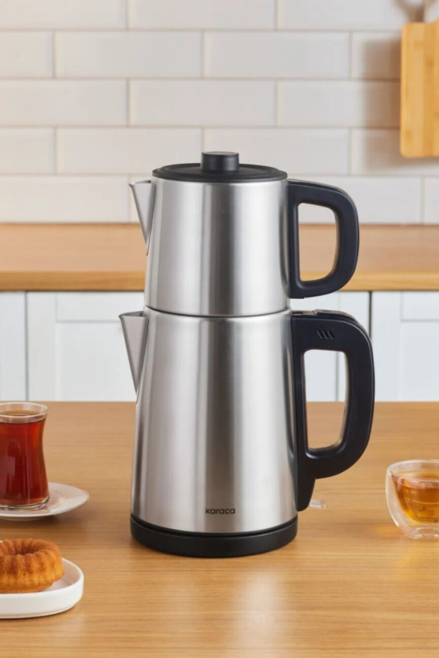 Karaca TeaBig XL 35 Çay Bardağı Kapasiteli 2 in 1 Çelik Çay Makinesi ve Su Isıtıcı Inox