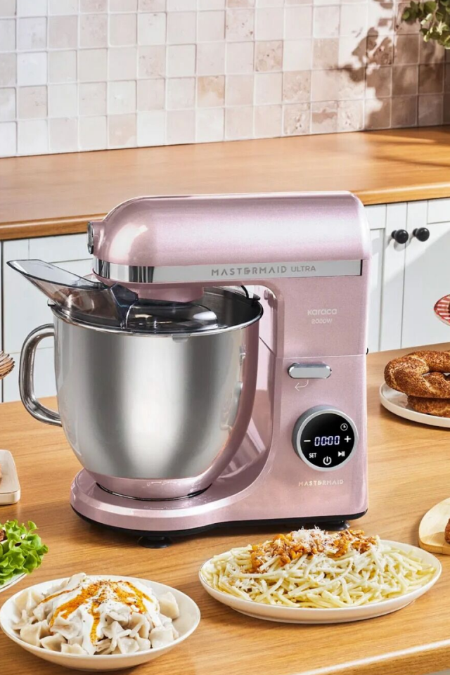 Karaca Mastermaid Chef Ultra D2000W Dijital Ekranlı Hamur Yoğurma Makinesi Rosegold 7L