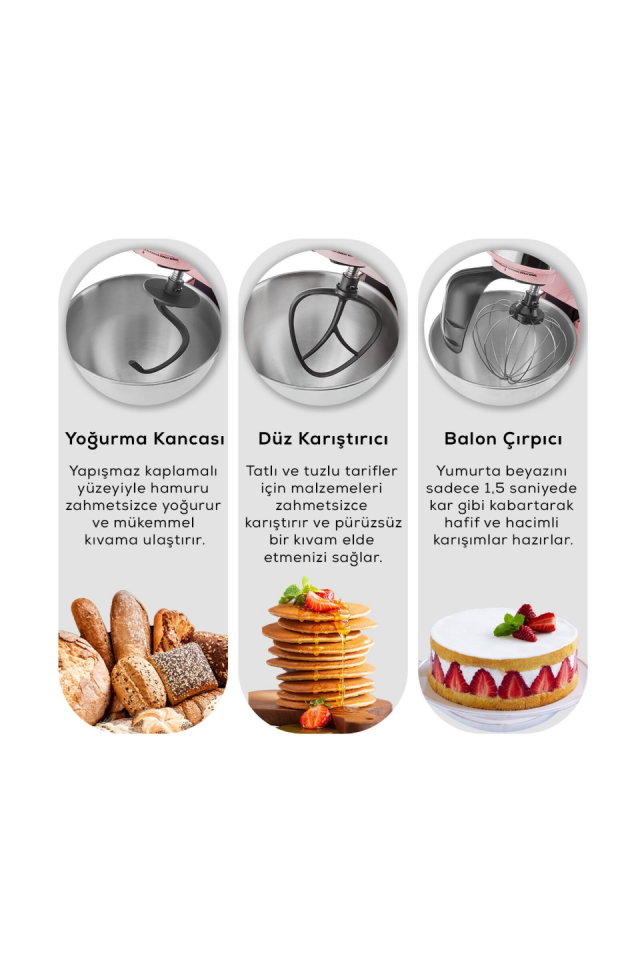 Karaca Mastermaid Chef Pro Çift Kollu Hamur Yoğurma Makinesi Space Gray 1500 W 5L