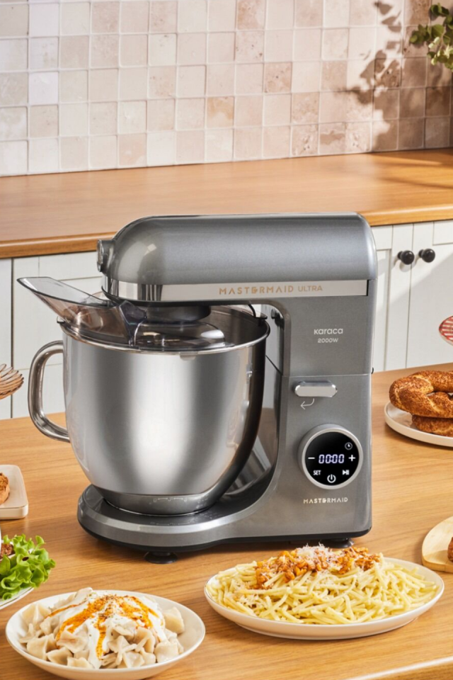 Karaca Mastermaid Chef Ultra D2000W Dijital Ekranlı Hamur Yoğurma Makinesi Galaxy Grey 7L
