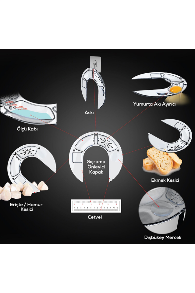 Karaca Multichef Ultra Kıyma Çekme/Sucuk-Sosis/İçli Köfte Aparatlı Hamur Yoğurma Makinesi Black 2000W 7L