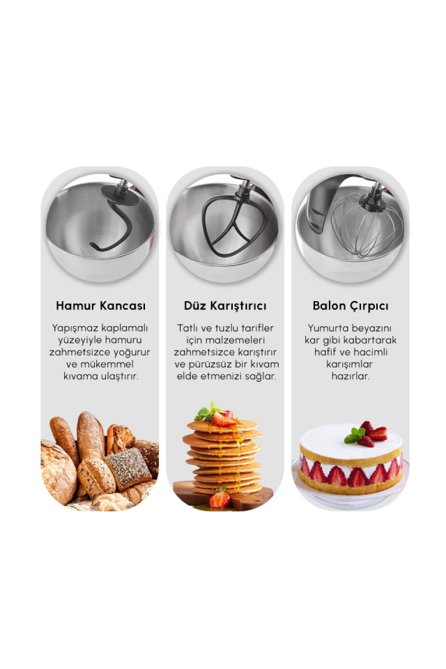 Karaca Mastermaid Chef Ultra D2000W Dijital Ekranlı Hamur Yoğurma Makinesi Silver 7L