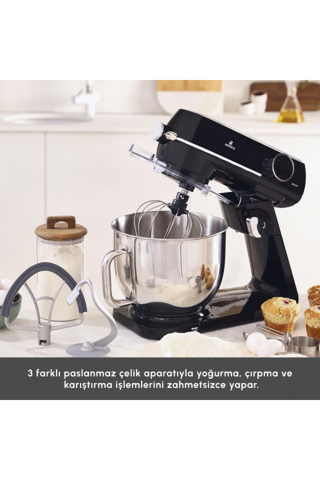 Karaca Multichef Artisan Digital Ekran Döküm Hamur Yoğurma Makinesi Siyah 1800W 7L