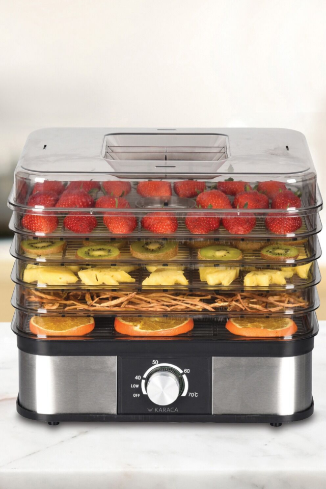 Karaca Meyve, Sebze ve Et Kurutma Makinesi, 5 Raflı, Ayarlanabilir Sıcaklıklı