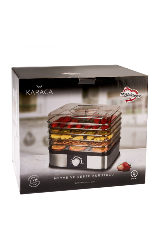 Karaca Meyve, Sebze ve Et Kurutma Makinesi, 5 Raflı, Ayarlanabilir Sıcaklıklı