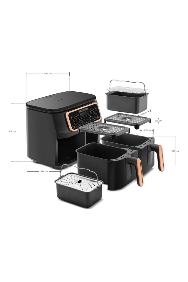 Karaca Air Pro Cook Duo Ev Yemeği XXXL Airfryer Black Copper 8L