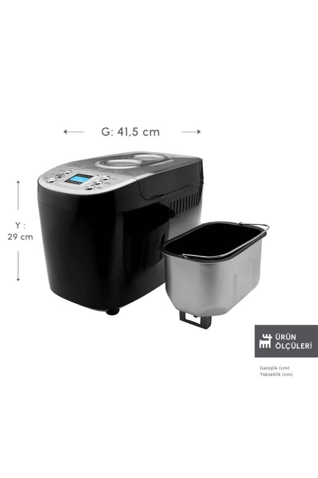 Karaca BakeXL Reçel, Yoğurt, Hamur Yoğurma ve Ekmek Yapma Makinesi Çift Bıçaklı Inox Siyah, 1500 g, 45 Farklı Tarifli Kitapçıklı