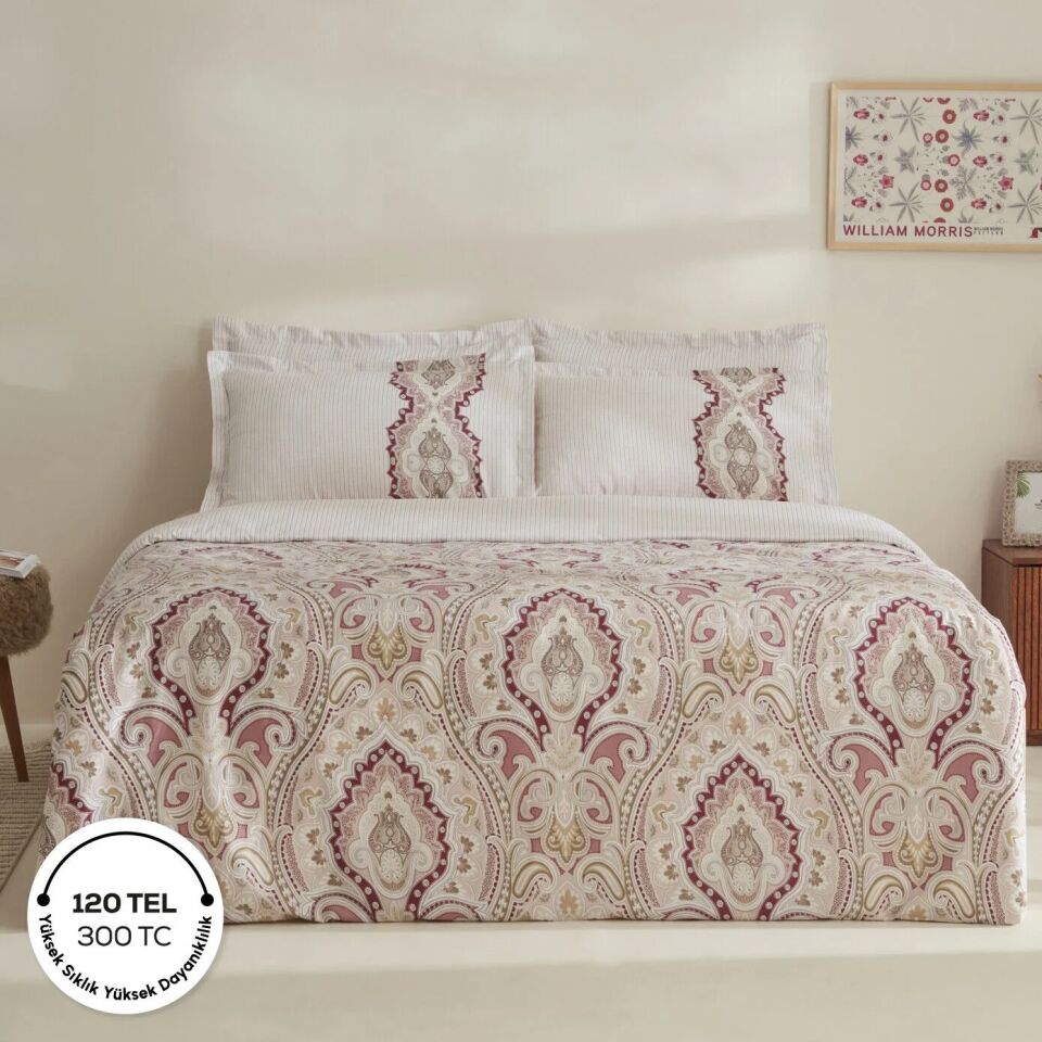 Karaca Home Lemy %100 Pamuk Çift Kişilik Nevresim Takımı Pamuk Saten Bordo