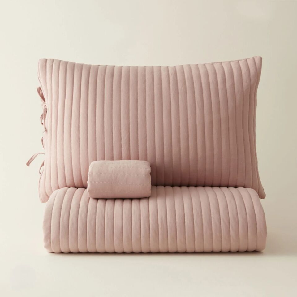 Karaca Home Elie Tek Kişilik Yatak Örtüsü Seti Pudra