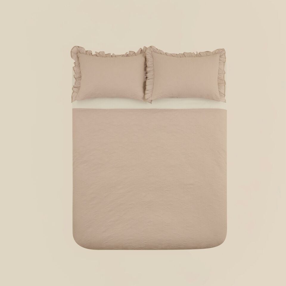 Karaca Home Tyra %100 Pamuk Çift Kişilik Yatak Örtüsü Bej