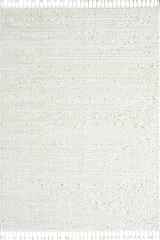 EMPERA Bilbao - White Swan Saçaklı Çizgi Desenli Krem Halı