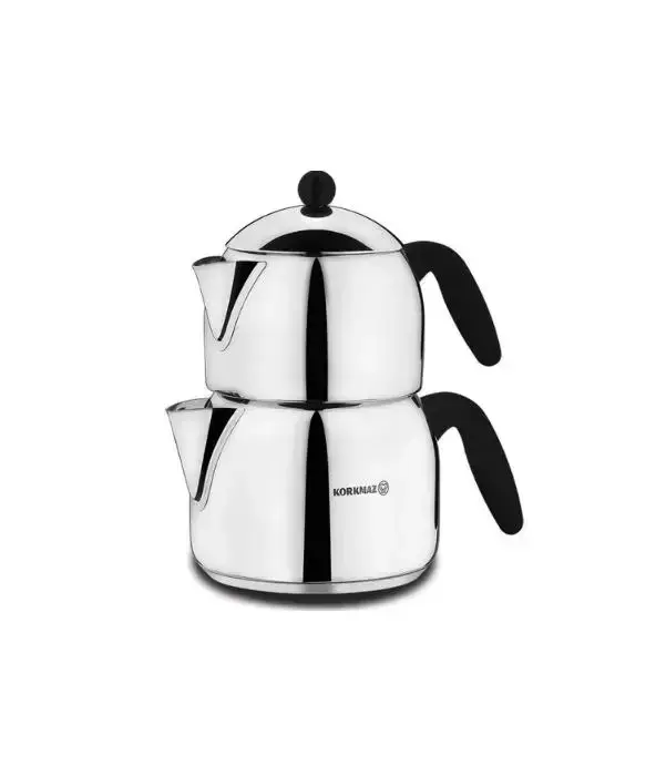 Korkmaz A039 Orbit Mega Çelik Çaydanlık Takımı Siyah