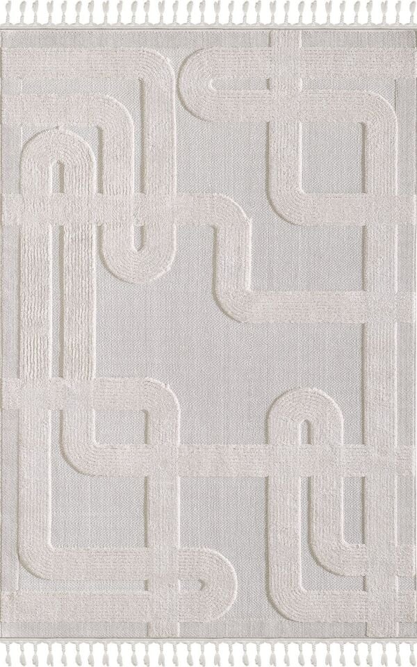 EMPERA Ibiza - Benita Geometrik Toz Vermeyen İskandinav Desen Saçaklı Halı