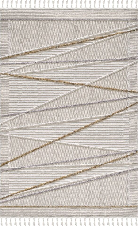 EMPERA Ibiza - Marilla Geometrik Toz Vermeyen İskandinav Desen Saçaklı Halı