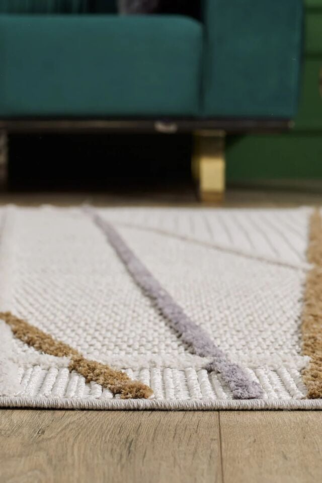 EMPERA Ibiza - Marilla Geometrik Toz Vermeyen İskandinav Desen Saçaklı Halı