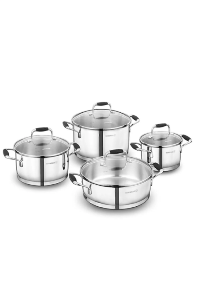 KORKMAZ A1979 Flora 8 Parça Siyah Tencere Seti