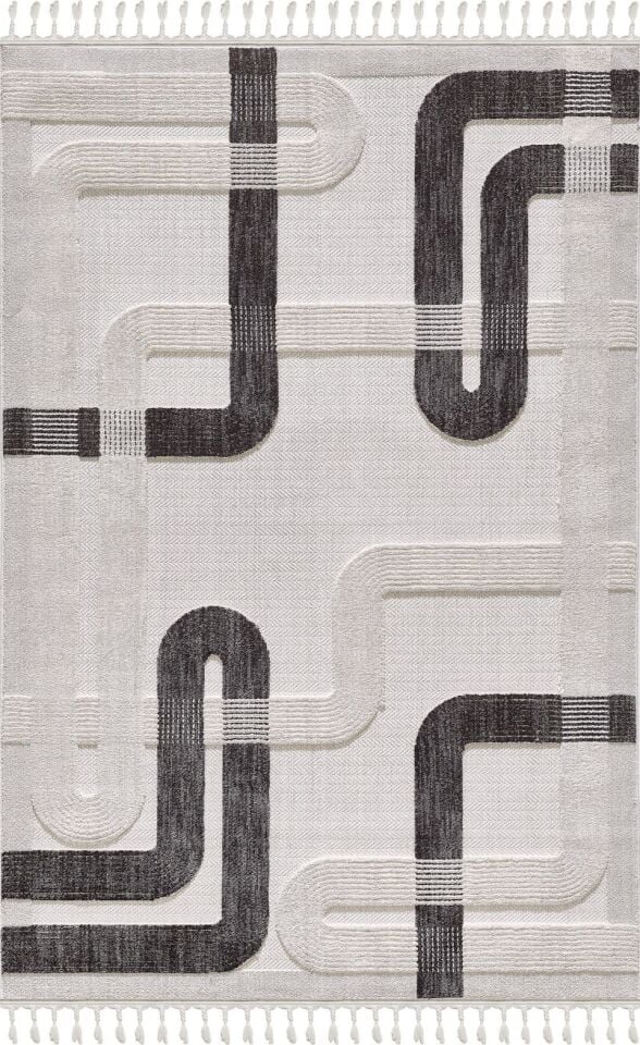 EMPERA Ibiza - Berta Geometrik Toz Vermeyen İskandinav Desen Saçaklı Halı