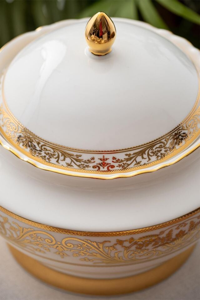 Queen Victoria Jasmine 60 Parça 12 Kişilik Gold Porselen Yemek Takımı