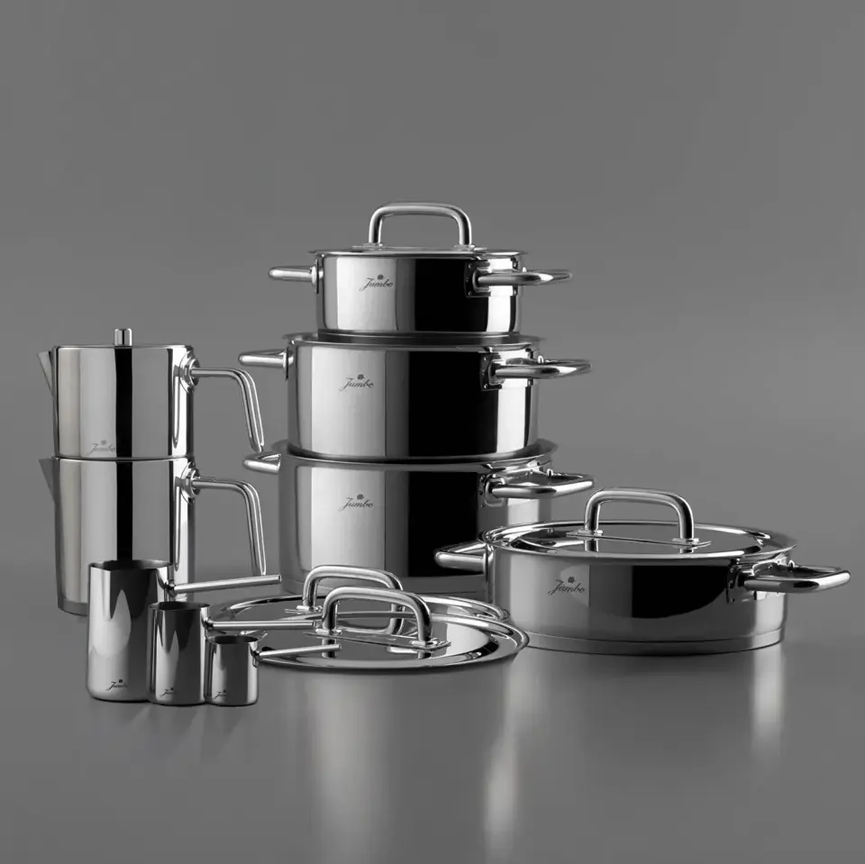 Jumbo Metalix 14 Parça Çelik Çeyiz Seti (Metalix 8 Parça Çelik Tencere Seti-Metalix Full Metal Çaydanlık-3'lü Cezve)