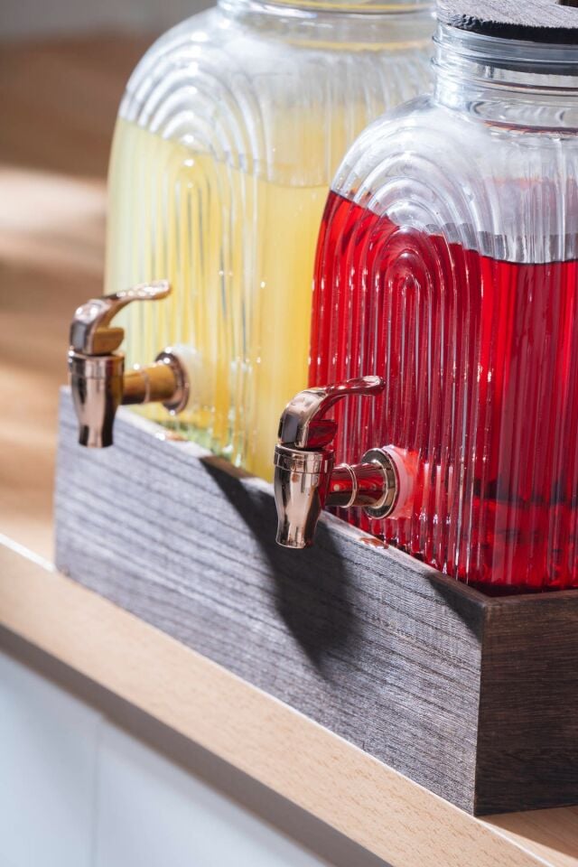 Dominic 2 li Ahşap Standlı Cam Sebil - 3 lt