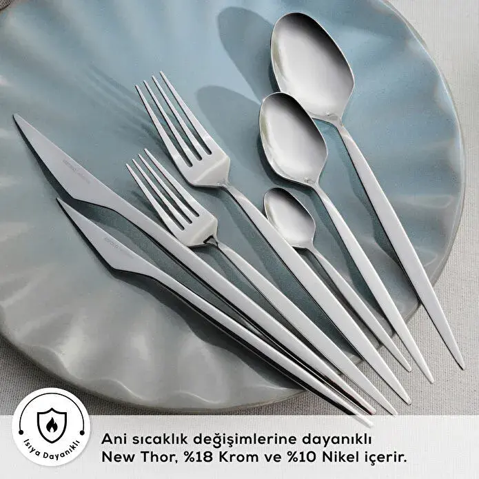 Karaca Elegance New Thor V2 Platin 12 Kişilik 84 Parça Çatal Kaşık Bıçak Takımı