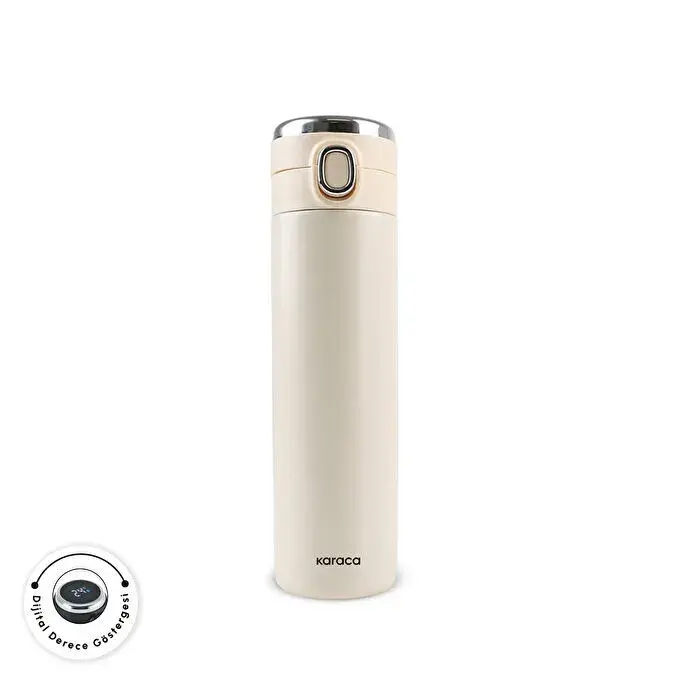 Karaca Etro Sızdırmaz Çelik Dijital Termos 480 ml Krem