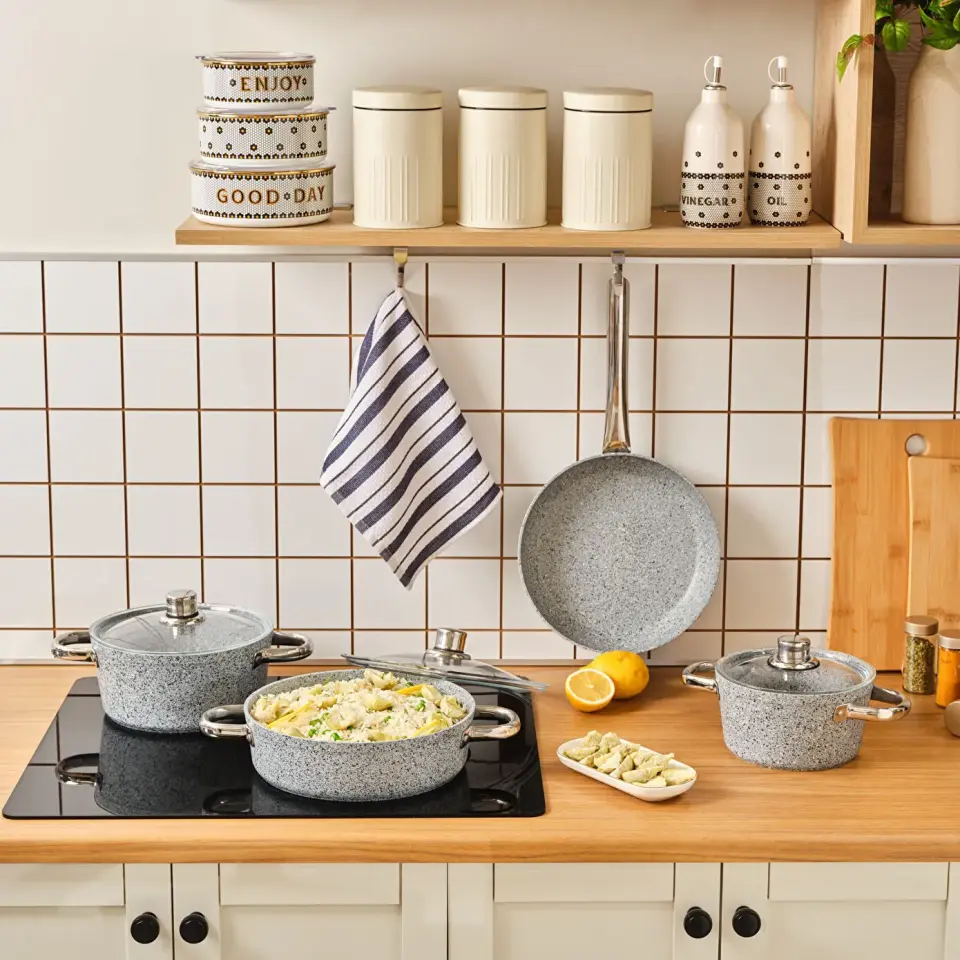 Karaca Biogranit Nare 7 Parça Tencere Seti Mavi